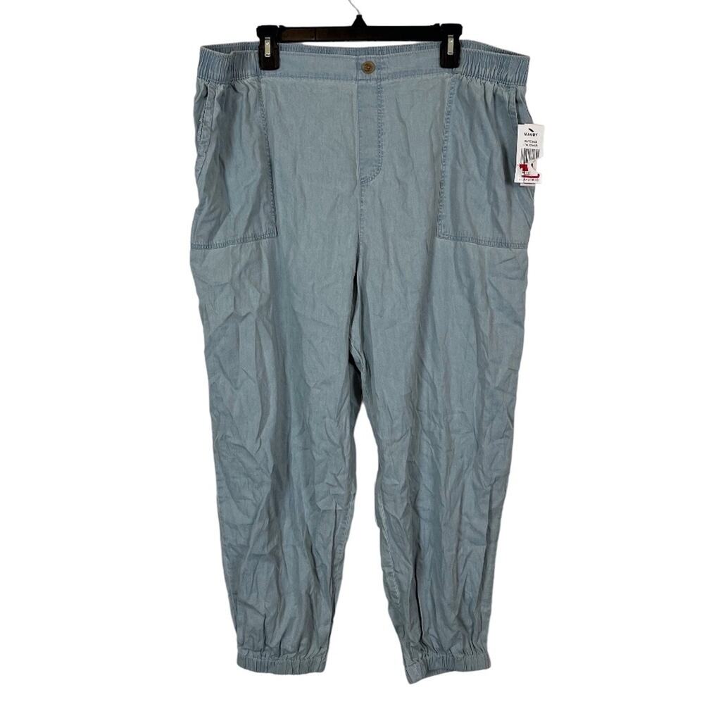 MAUBY Chambray Light Blue Pull On Joggers Casual Pants NWT Lightweight sz 1X